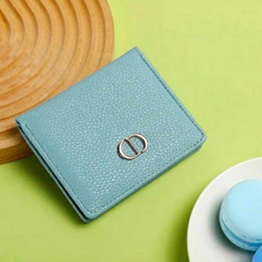 Light Blue Compact Women's Wallet - Minimal Metal Accent